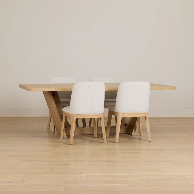 Lyndie Light Tone Rect Table & 4 Upholstered Chairs