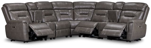 Toby2 Dark Taupe Micro Large Triple Power Reclining Two-arm Sectional