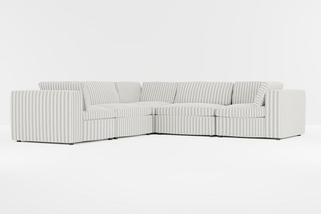 Destin Sea Lane Dark Gray Fabric 5-piece Modular Sectional
