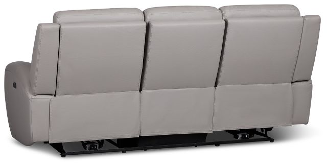 Walker Light Gray Lthr/vinyl Power Reclining Sofa W/ Power Headrest
