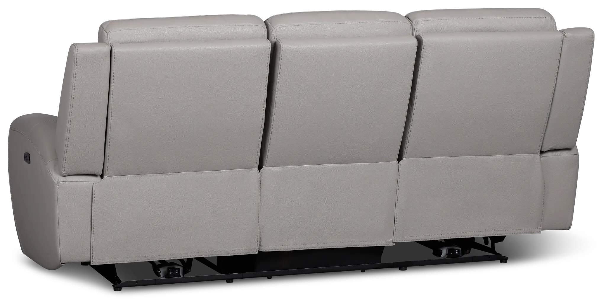 Walker Light Gray Lthr/vinyl Power Reclining Sofa W/ Power Headrest