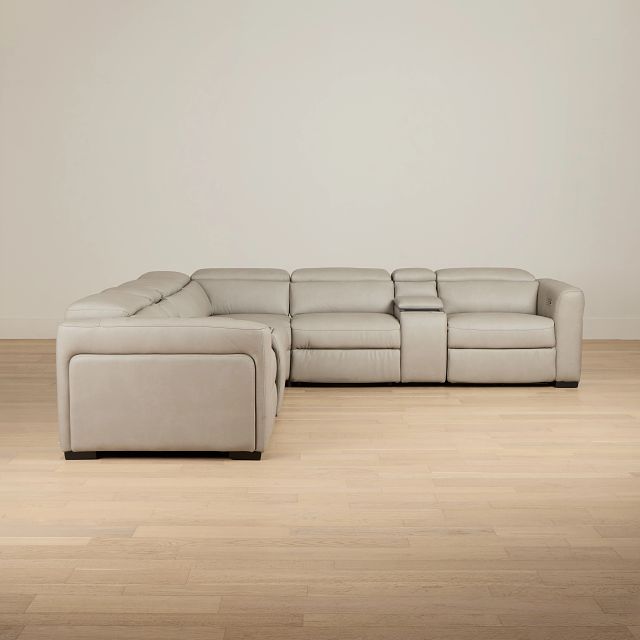Melody Light Gray Micro Large Dual Power Reclining Two-arm Sectional