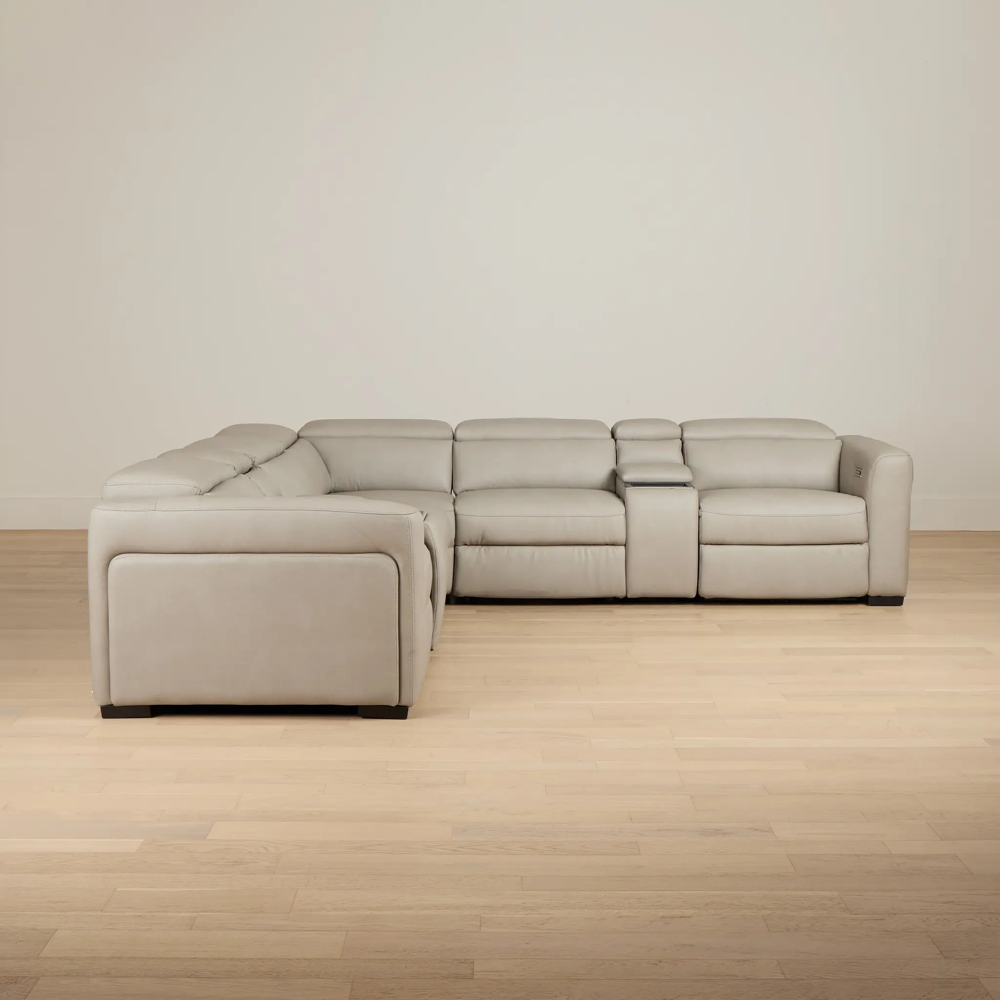 Melody Light Gray Micro Large Dual Power Reclining Two-arm Sectional Melody Light Gray Micro Large Dual Power Reclining Two-arm Sectional