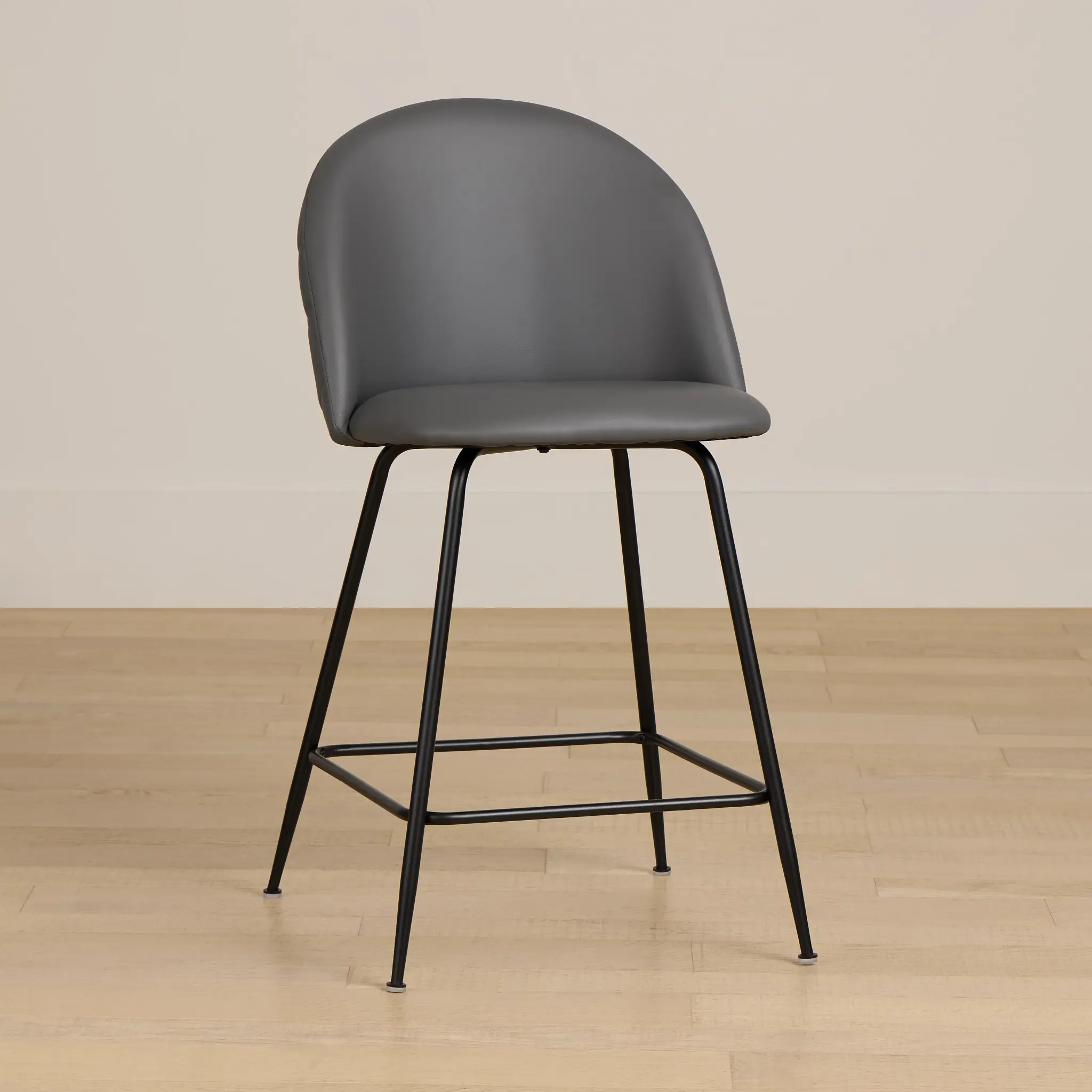 Capri Dark Gray Upholstered 24" Barstools W/black Legs Capri Dark Gray Upholstered 24" Barstools W/black Legs