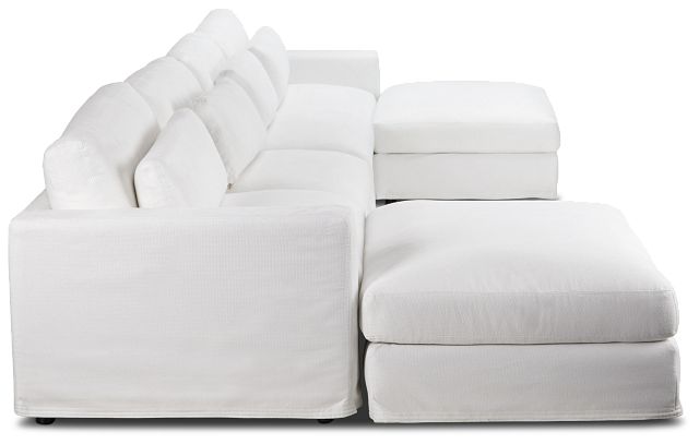 Cozumel White Fabric 6 Piece Double Chaise Sectional