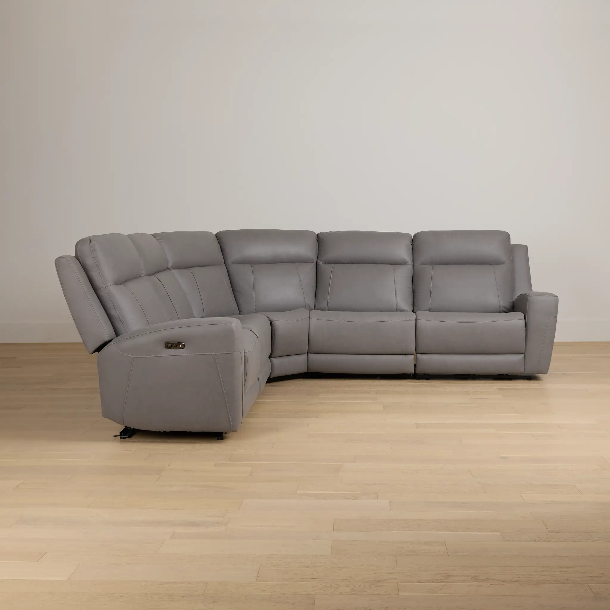 Colton Light Gray Micro Small Two-arm Power Reclining Sectional Colton Light Gray Micro Small Two-arm Power Reclining Sectional