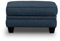 Avery Dark Blue Fabric Ottoman