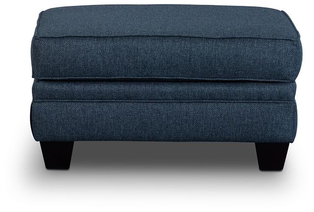 Avery Dark Blue Fabric Ottoman