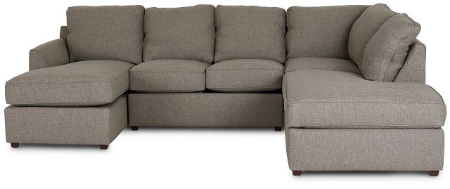 Asheville Brown Fabric Small Right Bumper Sectional