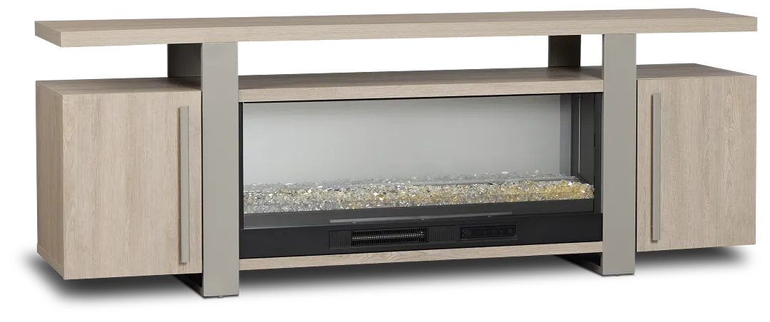Caspian Light Tone 80" Tv Stand With Fireplace Insert