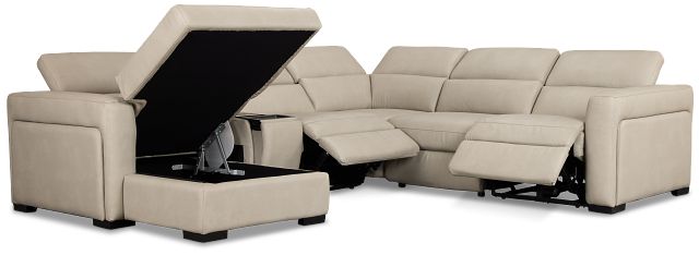 Melody Light Gray Storage Small Dual Power Left Chaise Sectional