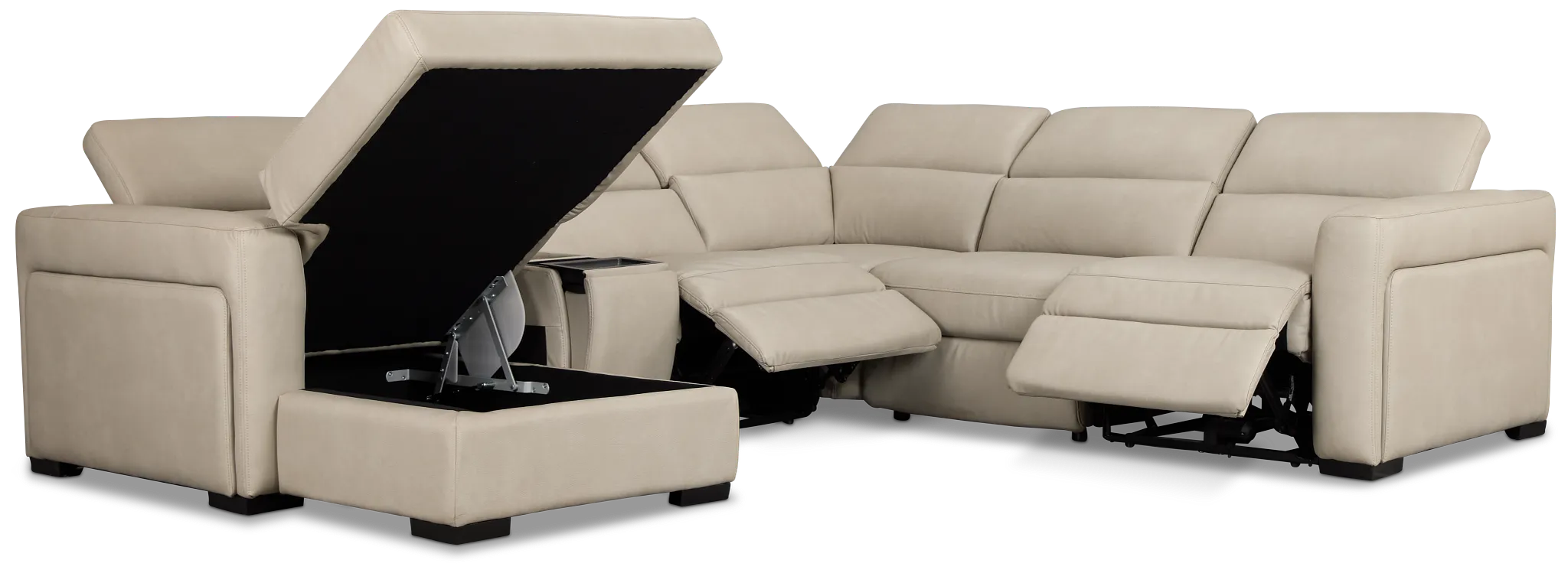 Melody Light Gray Storage Small Dual Power Left Chaise Sectional