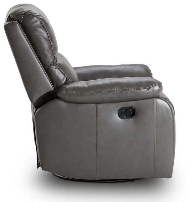 Mason Dark Gray Leather Swivel Glider Recliner