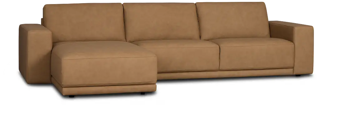 Kellan Light Brown Leather Left Chaise Sectional Kellan Light Brown Leather Left Chaise Sectional