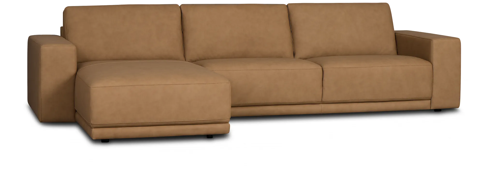 Kellan Light Brown Leather Left Chaise Sectional