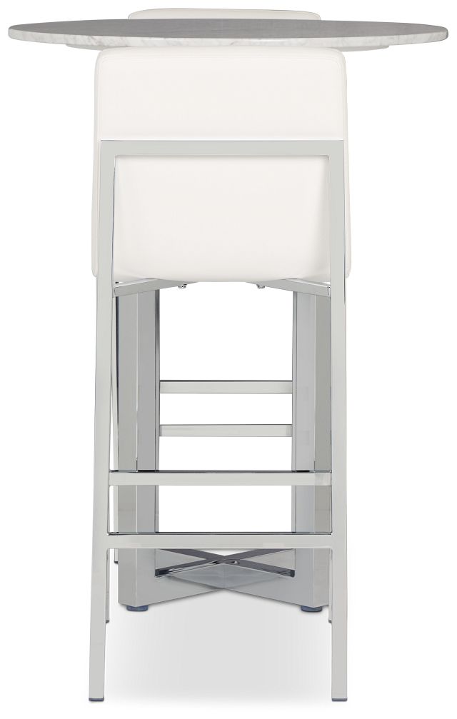 Amalfi White Marble Pub Table & 2 Upholstered Barstools