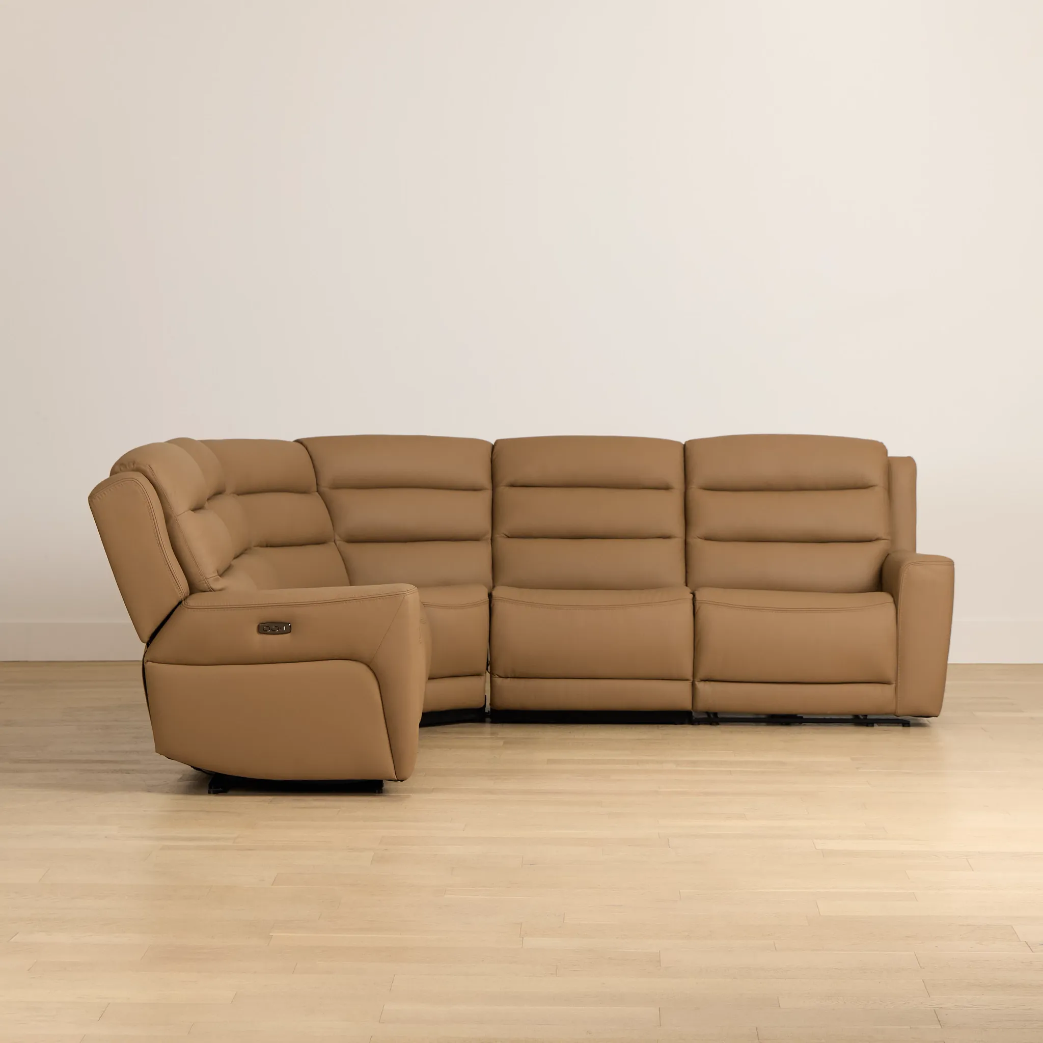 Wilder Brown Leather Small Dual Power Reclining Two-arm Sectional