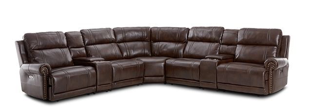 Hunter Dark Brown Micro Large Triple Power Reclining Two-arm Sectional