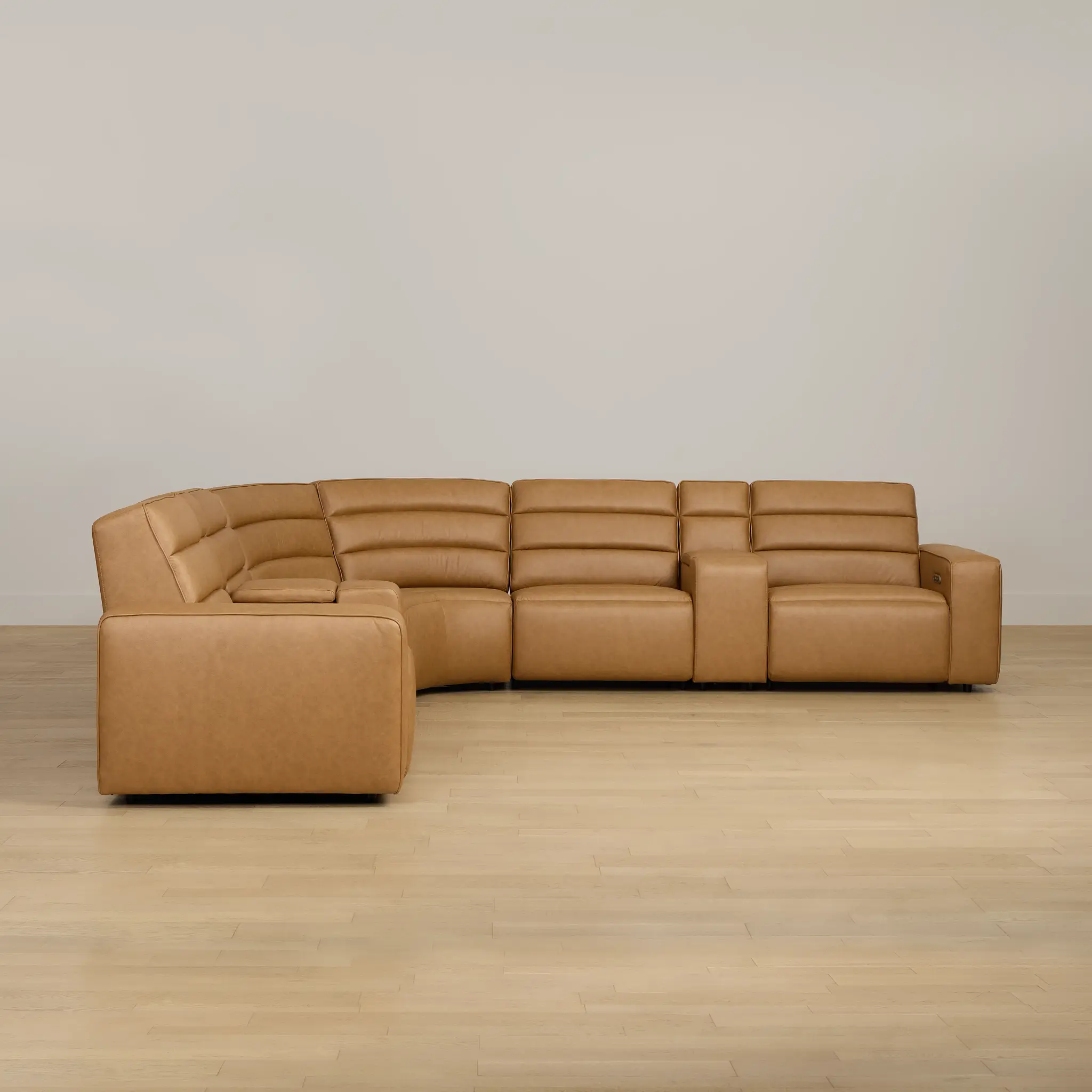 Sawyer Light Brown Micro Large Triple Power Reclining Two-arm Sectional Sawyer Light Brown Micro Large Triple Power Reclining Two-arm Sectional