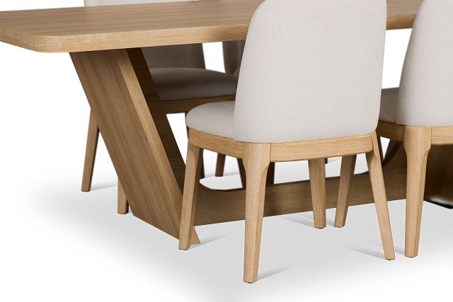 Lyndie Light Tone Rect Table & 4 Upholstered Chairs