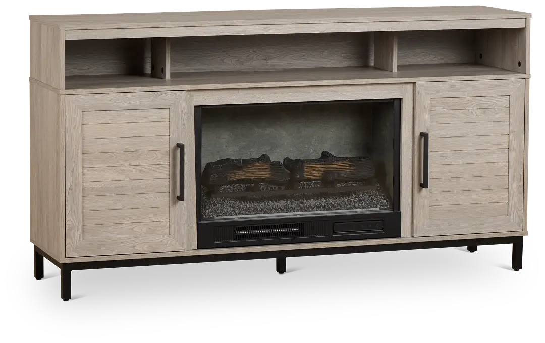 Brandon Light Gray 60" Tv Stand With Fireplace Insert Brandon Light Gray 60" Tv Stand With Fireplace Insert