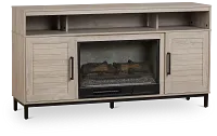 Brandon Light Gray 60" Tv Stand With Fireplace Insert