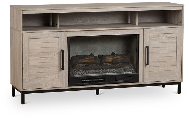 Brandon Light Gray 60" Tv Stand With Fireplace Insert
