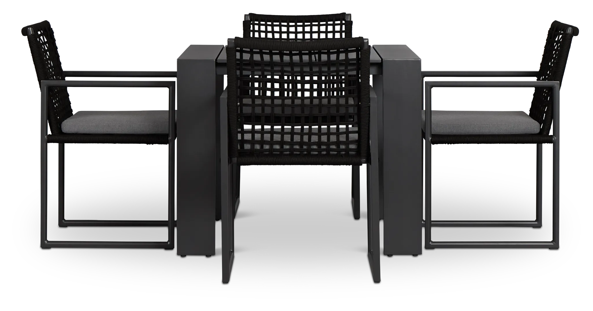 Sunrise Dark Gray 35" Square Table & 4 Aluminum Arm Chairs