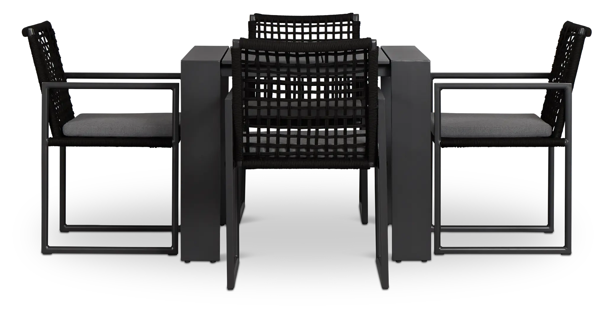 Sunrise Dark Gray 35" Square Table & 4 Aluminum Arm Chairs Sunrise Dark Gray 35" Square Table & 4 Aluminum Arm Chairs