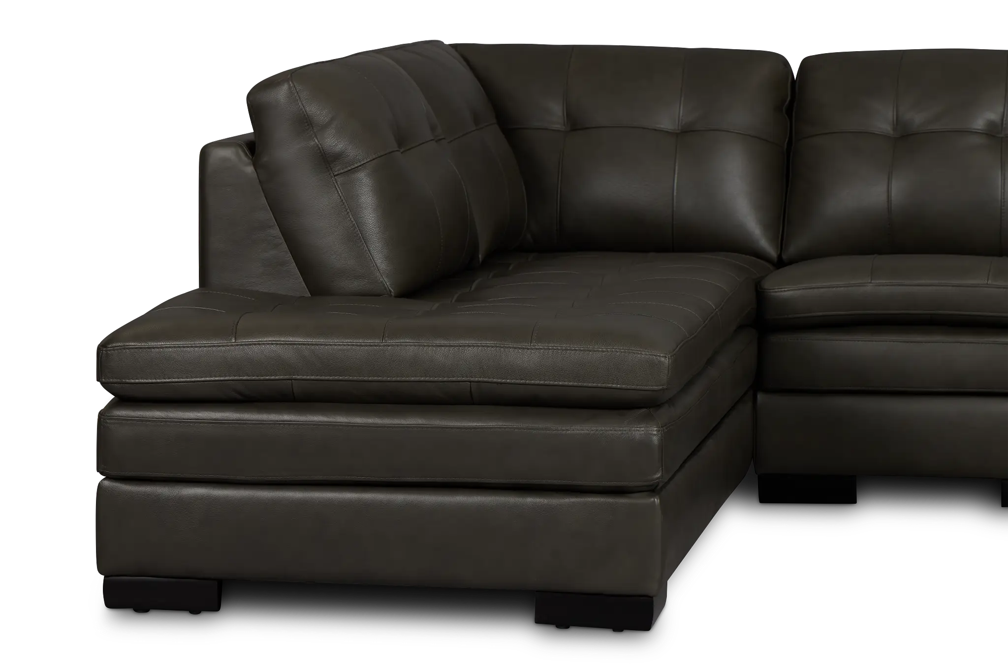Braden Dark Gray Leather Medium Left Bumper Sectional Braden Dark Gray Leather Medium Left Bumper Sectional