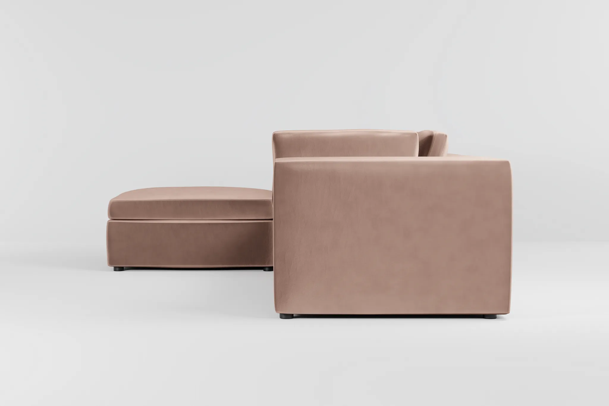 Destin Joya Light Pink Velvet 4-piece Bumper Sectional