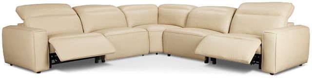 Tidal Beige Lthr/vinyl Small Two-arm Power Reclining Sectional