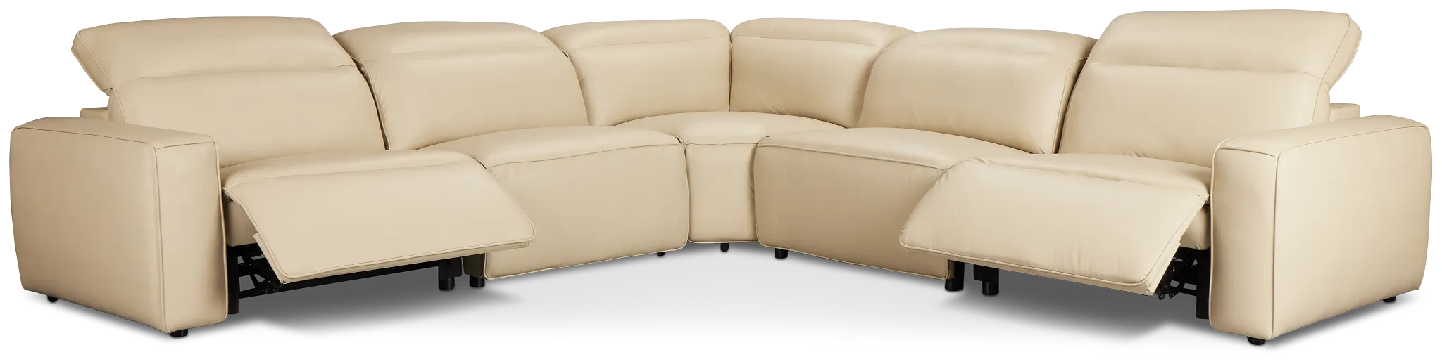 Tidal Beige Lthr/vinyl Small Two-arm Power Reclining Sectional