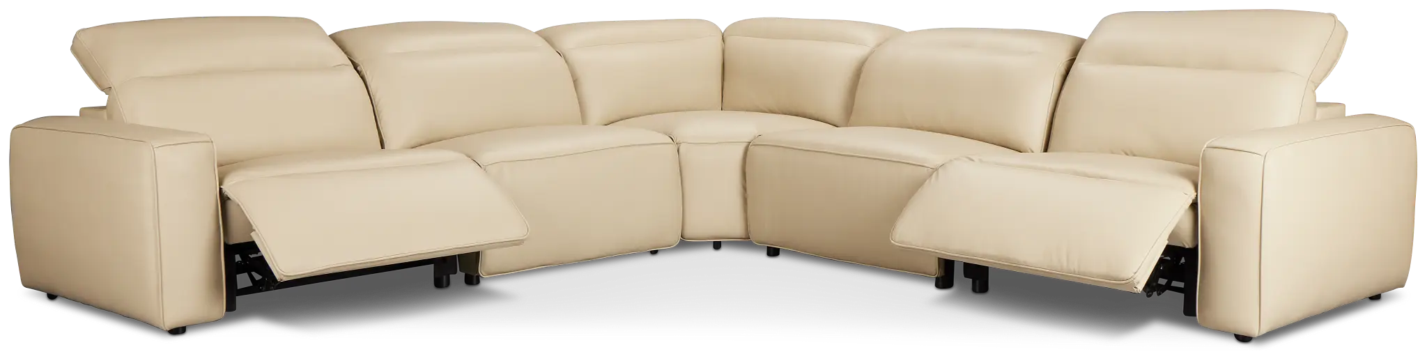 Tidal Beige Lthr/vinyl Small Two-arm Power Reclining Sectional Tidal Beige Lthr/vinyl Small Two-arm Power Reclining Sectional