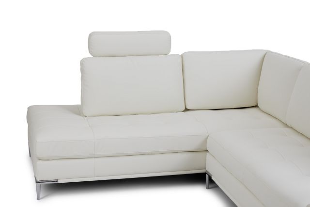 Camden White Micro Left Chaise Sectional With Removable Headrest