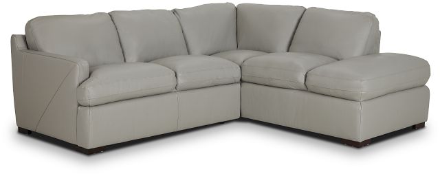 Amari Gray Leather Small Right Bumper Sectional