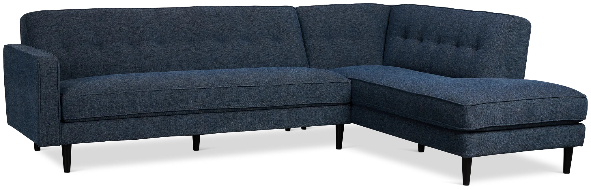 Milo Blue Fabric Small Right Bumper Sectional