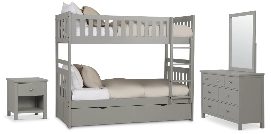 Charleston Gray Bunk Bed Storage Bedroom