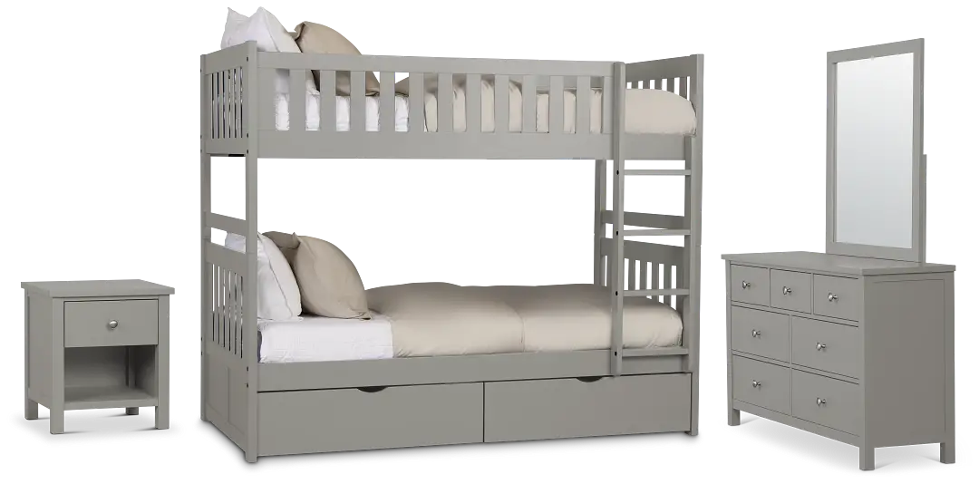 Charleston Gray Bunk Bed Storage Bedroom Charleston Gray Bunk Bed Storage Bedroom