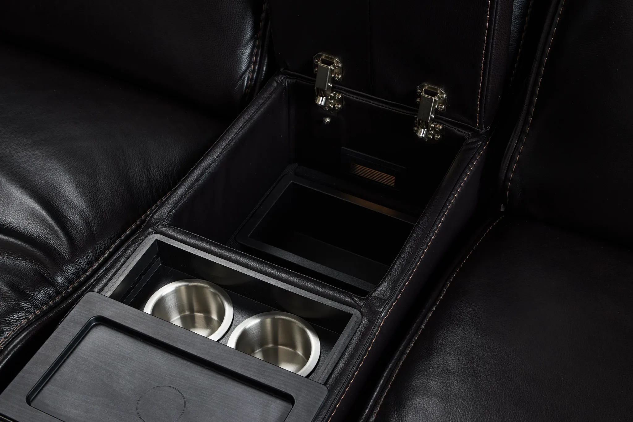 Casey Black Lthr/vinyl Large Dual Power Reclining Two-arm Sectional