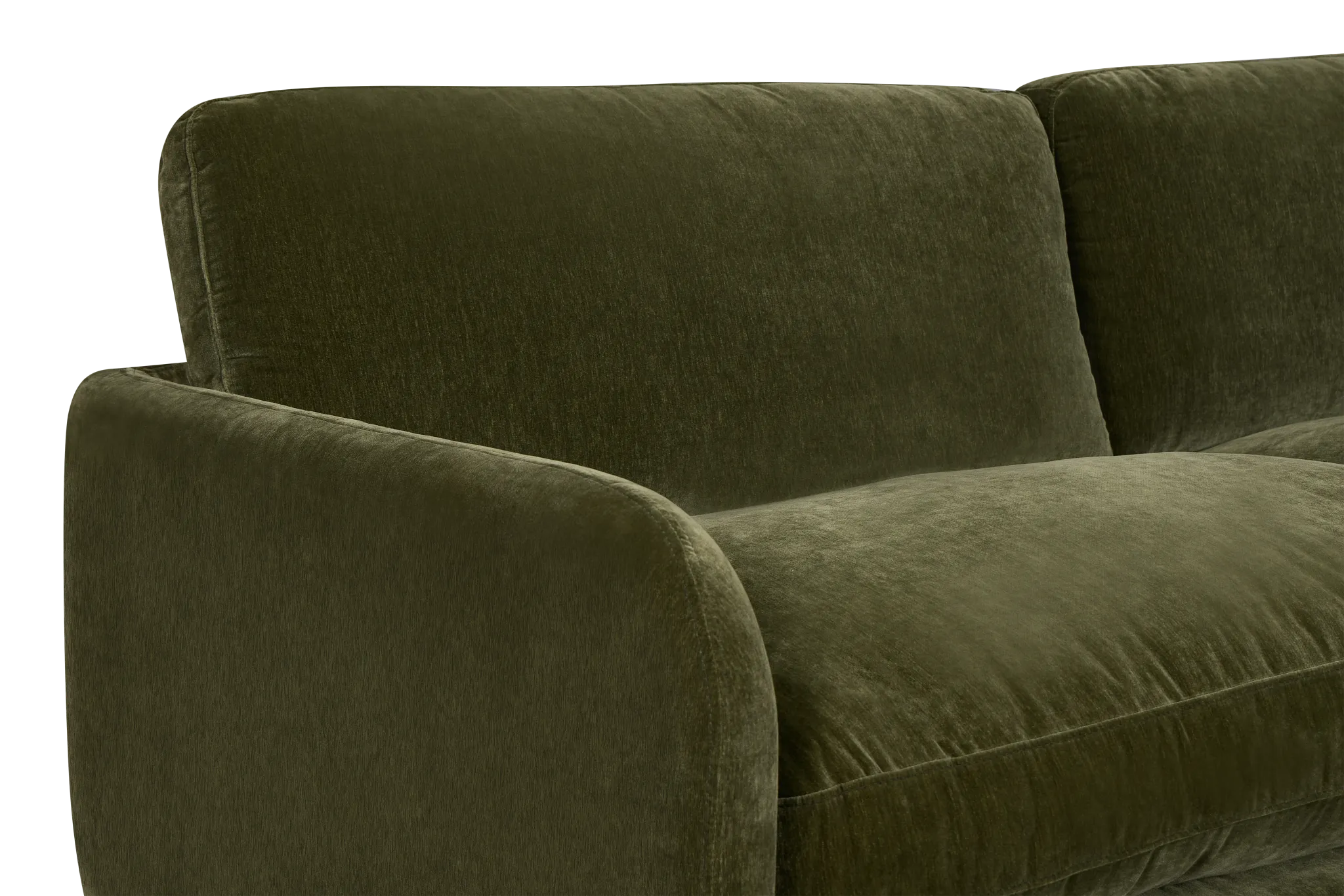 Jules Green Velvet 4-piece Right Facing Bumper Sectional