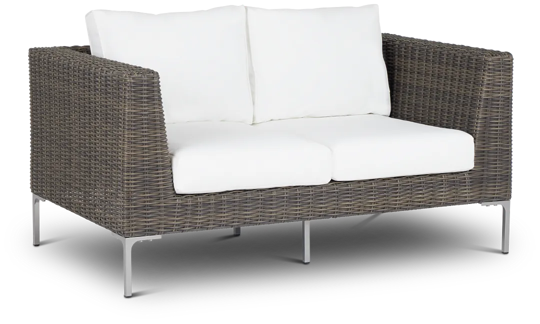 Tulum White Woven Loveseat W/ Cushion