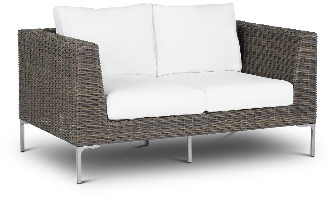 Tulum White Woven Loveseat W/ Cushion Tulum White Woven Loveseat W/ Cushion