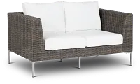 Tulum White Woven Loveseat W/ Cushion