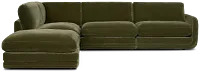 Jules Green Velvet 5-piece Left Facing Bumper Sectional