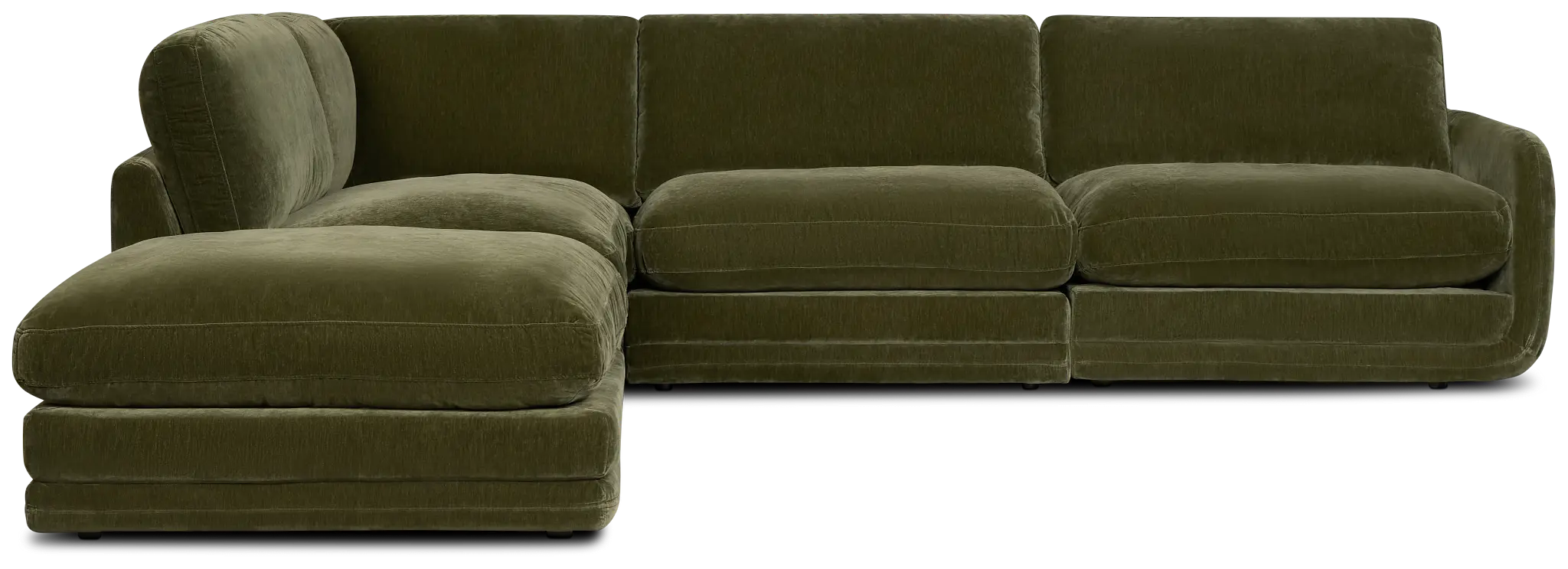 Jules Green Velvet 5-piece Left Facing Bumper Sectional Jules Green Velvet 5-piece Left Facing Bumper Sectional