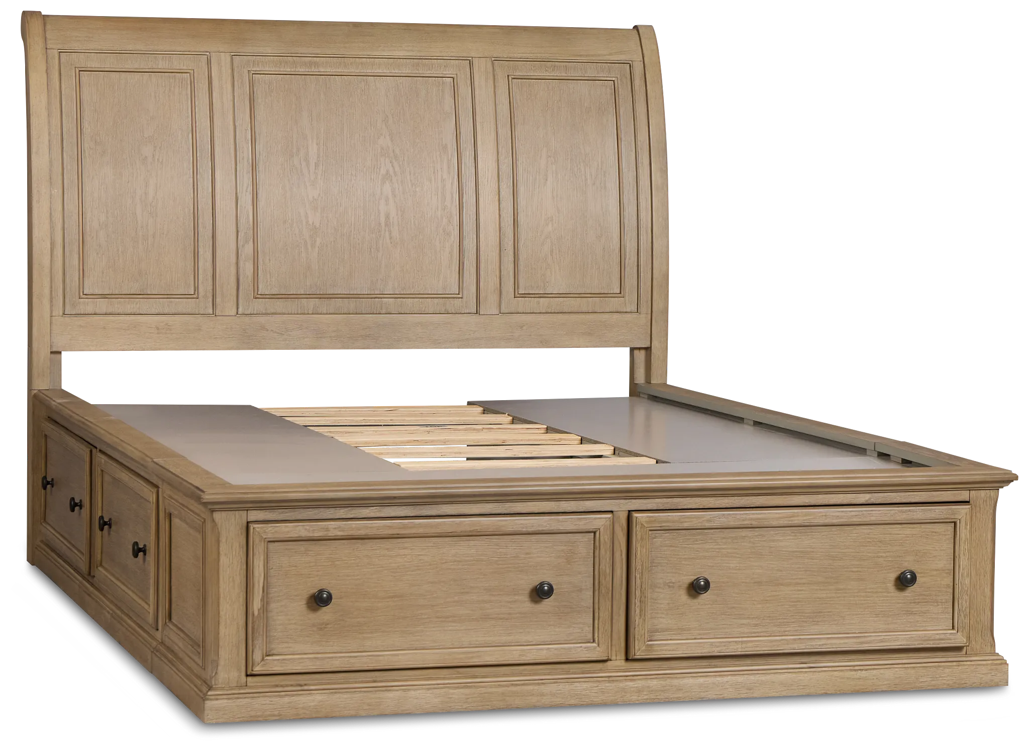 Galveston Light Tone Sleigh Storage Bed