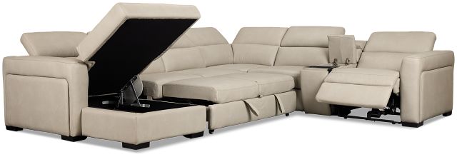 Melody Light Gray Storage Medium Left Power Reclining Chaise Sleeper Sect
