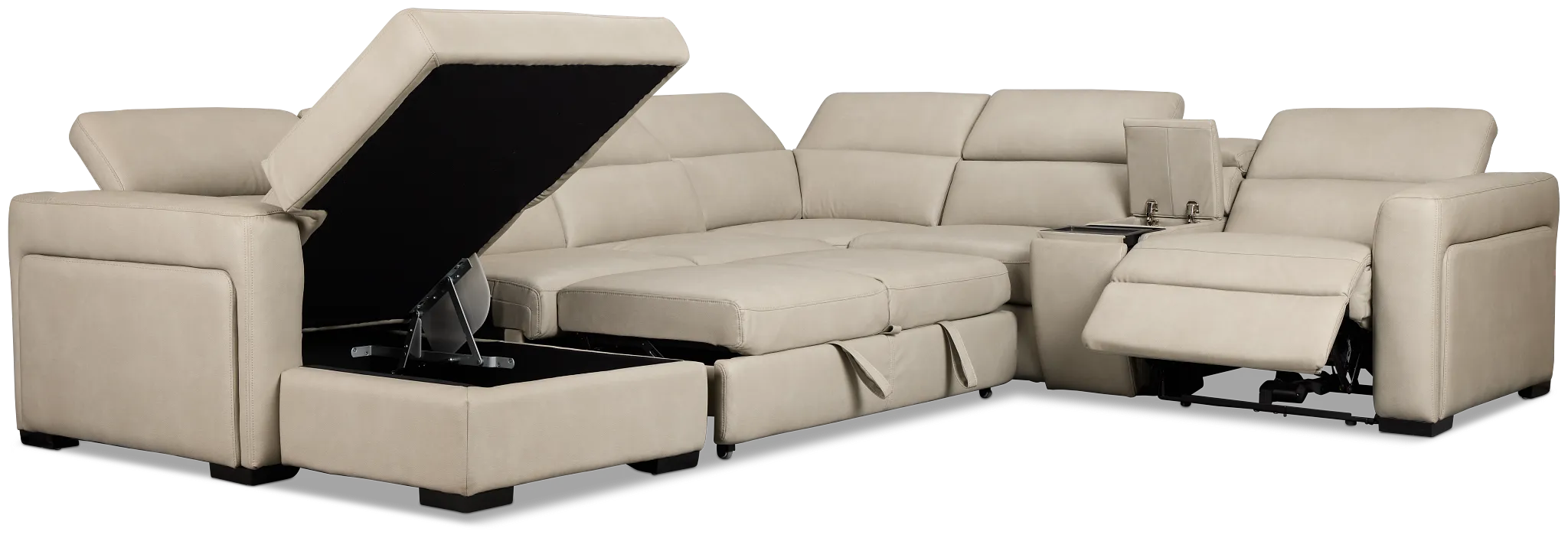 Melody Light Gray Storage Medium Left Power Reclining Chaise Sleeper Sect