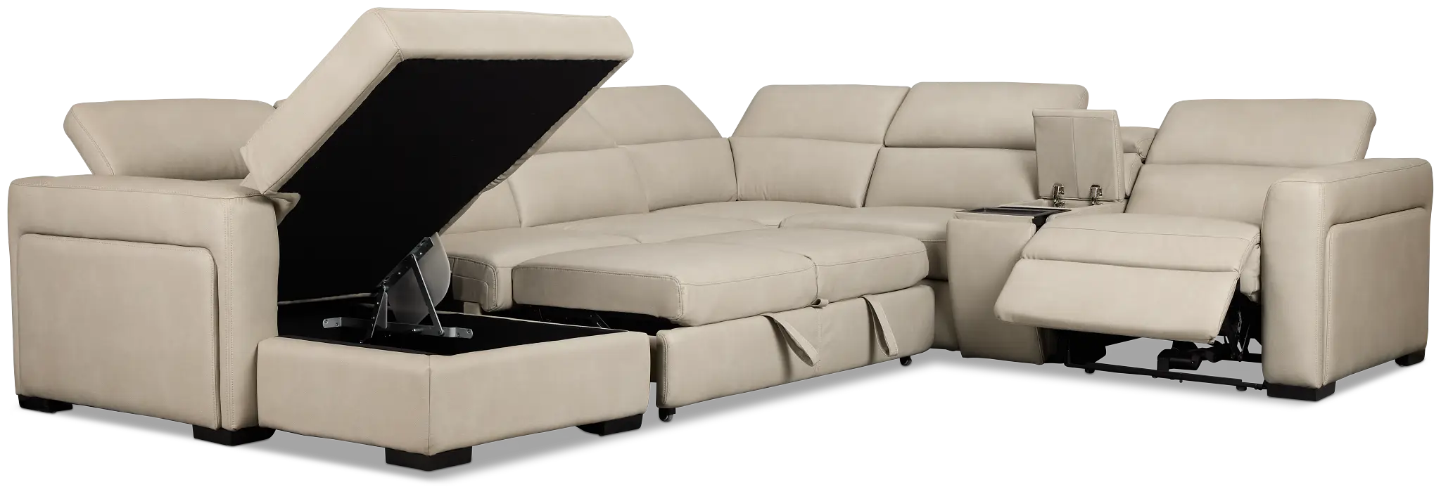 Melody Light Gray Storage Medium Left Power Reclining Chaise Sleeper Sect Melody Light Gray Storage Medium Left Power Reclining Chaise Sleeper Sect